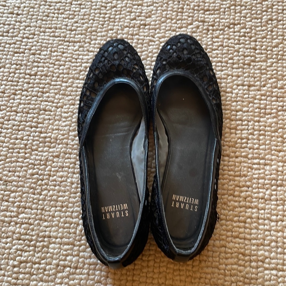 Stuart Weitzman size 5 1/2 black lace ballet slippers